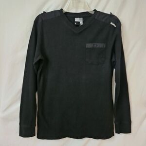Southpole Y2K Waffle Knit Thermal Mens L Black Logo Streetwear Minimalist